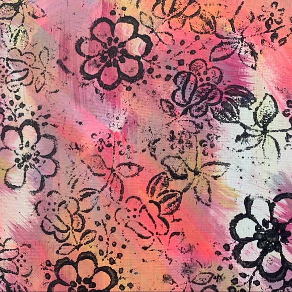 Abstract Floral Canvas Painting Original Acrylic - Picture 4 of 10